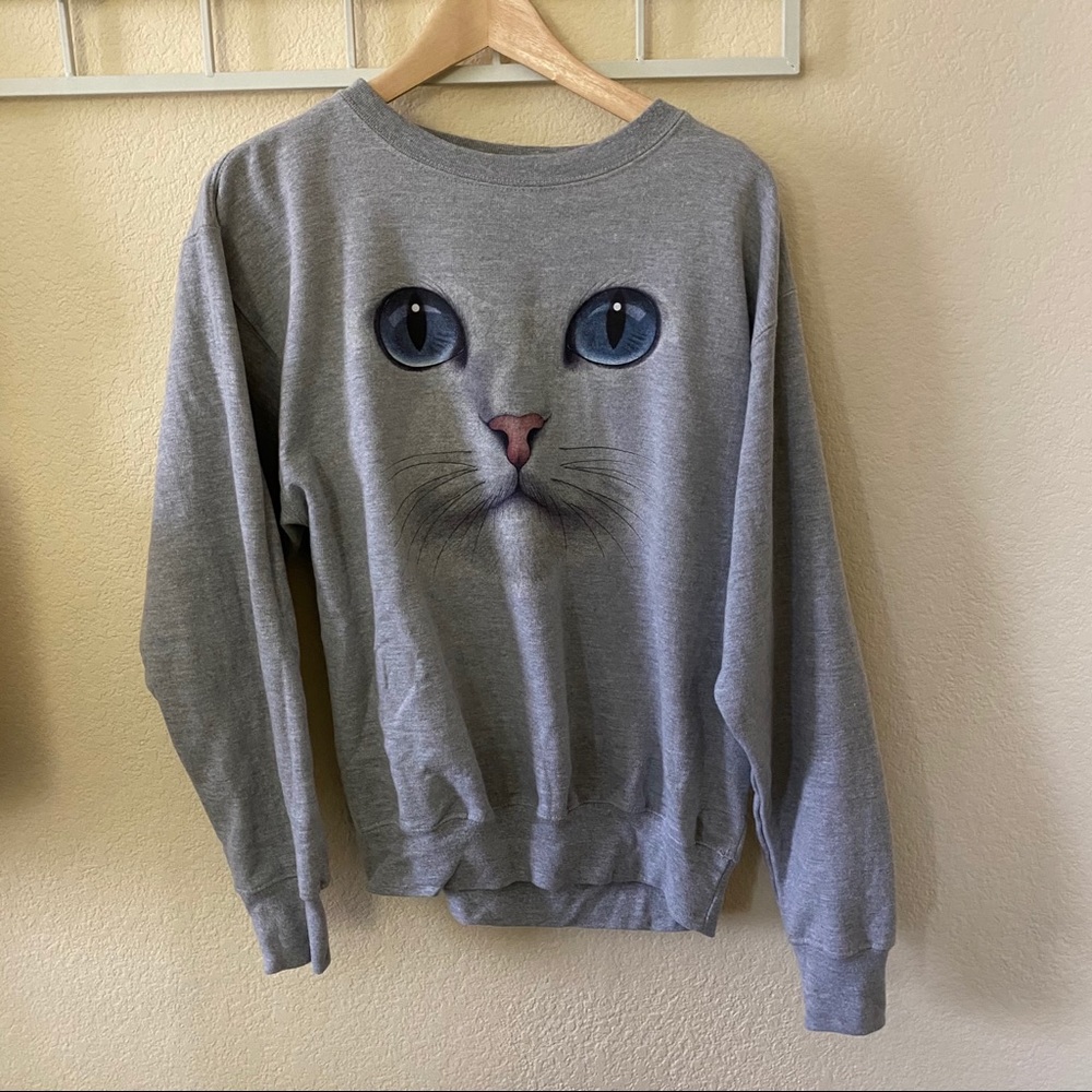Gray Cat Sweatshirt M